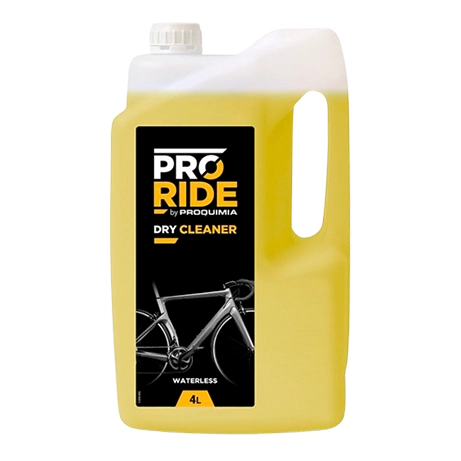 PRORIDE Dry Cleaner, limpiador en seco para bicicletas en envase de producto, elimina polvo y suciedad ligera sin agua y protege pintura, carbono y componentes.
