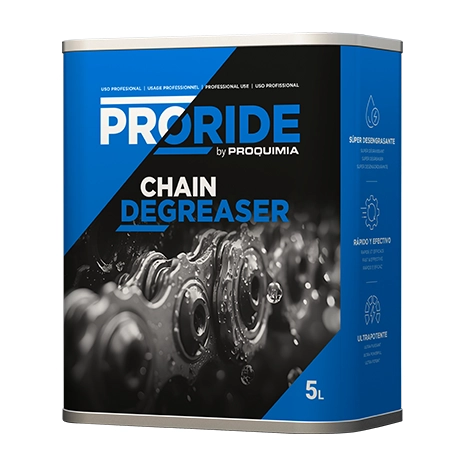 PRORIDE Chain Degreaser, desengrasante concentrado para cadenas de bicicleta en envase de producto, disuelve grasa y aceites resecos y se enjuaga fácilmente con agua.